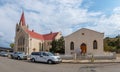 Reformed Church in Burgersdorp. A hearse is visible