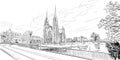 Reformed Church Saint Paul. Strasbourg. France. Hand drawn sketch. Vector illustration. Royalty Free Stock Photo