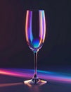 Refracted Light on Empty Champagne Flute Against Dark Purple Background Royalty Free Stock Photo