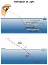 Refraction of light infographic diagram physics mechanics dynamics science