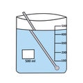 Refraction of light through water and beaker with stirring rod Royalty Free Stock Photo