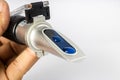 Refractometer used to measure the salinity level in marine aquarium water