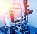 Refractometry and keratometry. Refraction test. Modern ophthalmic equipment. Royalty Free Stock Photo