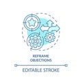 Reframe objections soft blue concept icon