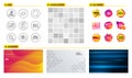 Refresh, Checkbox and Report document icons. Timer, Search book and Roller coaster signs. Vector