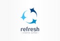 Refresh circle creative symbol concept. Clean star, mix, group of three abstract business logo. Fresh wash, arrow rotate