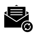 Refresh email glyph flat vector icon