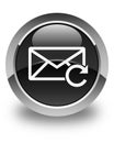 Refresh email icon glossy black round button Royalty Free Stock Photo