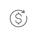 Refresh, exchange dollar outline icon