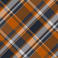 Refresh fabric tartan pattern, dimensional vector texture background. Skirt plaid check seamless textile in dark and orange colors Royalty Free Stock Photo