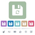 Refresh file flat icons on color rounded square backgrounds