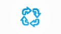 Refresh four arrows realistic icon. 3d line vector illustration. Top view