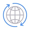 Refresh globe thin line color vector icon Royalty Free Stock Photo