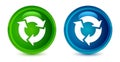 Refresh icon artistic shiny glossy blue and green round button set Royalty Free Stock Photo