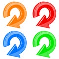 Refresh icon. Colored set of shiny 3d circular arrows Royalty Free Stock Photo