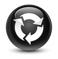 Refresh icon glassy black round button Royalty Free Stock Photo