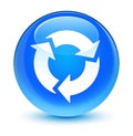 Refresh icon glassy cyan blue round button Royalty Free Stock Photo