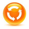 Refresh icon glassy orange round button Royalty Free Stock Photo
