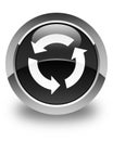 Refresh icon glossy black round button Royalty Free Stock Photo