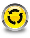 Refresh icon glossy yellow round button Royalty Free Stock Photo