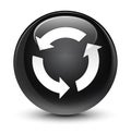 Refresh icon glassy black round button Royalty Free Stock Photo