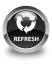 Refresh glossy black round button Royalty Free Stock Photo