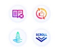 Refresh like, Crowdfunding and Reject book icons set. Scroll down sign. Vector