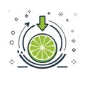 Refresh Lime Slice Vector Icon Fresh Green Citrus Flavor with Arrow Refreshing Royalty Free Stock Photo