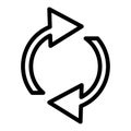 Refresh line icon. Rotation arrows vector illustration isolated on white. Recicle arrows outline style design, designed