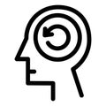 Refresh memory icon. Brain with refresh sign. Line icon illustration