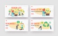 Refresh and Renew Life Landing Page Template Set. Tiny Characters Restart Project with New Vision or Rework Strategy Royalty Free Stock Photo