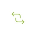 Refresh, repeat, process icon . Two green opposite arrows isolated on white.