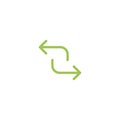 Refresh, repeat, process icon . Two green opposite arrows isolated on white.