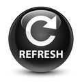 Refresh (rotate arrow icon) glassy black round button Royalty Free Stock Photo