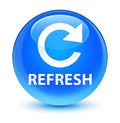 Refresh (rotate arrow icon) glassy cyan blue round button Royalty Free Stock Photo