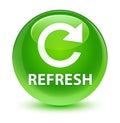 Refresh (rotate arrow icon) glassy green round button