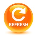 Refresh (rotate arrow icon) glassy orange round button Royalty Free Stock Photo