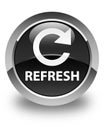 Refresh (rotate arrow icon) glossy black round button Royalty Free Stock Photo