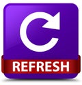 Refresh (rotate arrow icon) purple square button red ribbon in m Royalty Free Stock Photo