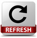 Refresh (rotate arrow icon) white square button red ribbon in mi Royalty Free Stock Photo
