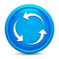 Refresh update icon glass shiny blue round button isolated design vector illustration Royalty Free Stock Photo