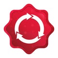 Refresh update icon misty rose red starburst sticker button Royalty Free Stock Photo