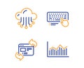 Refresh website, Cloud storage and Computer keyboard icons set. Money diagram sign. Vector Royalty Free Stock Photo