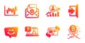 Refresh website, Smile and Stock analysis icons set. Smile chat, Career ladder and Faq signs. Vector