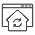 Refresh window line icon. Browser with home silhouette update and synchronization. Website vector design concept