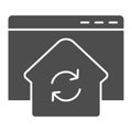 Refresh window solid icon. Browser with home silhouette update and synchronization. Website vector design concept, glyph