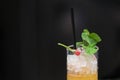 Refreshing alcoholic drink with mint and chili