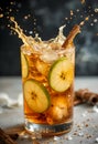 Refreshing Apple Cinnamon Iced Drink With Splash Effect And Fresh Fruit Slices Royalty Free Stock Photo