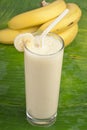 Refreshing banana smoothie milk shake