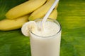 Refreshing banana smoothie milk shake